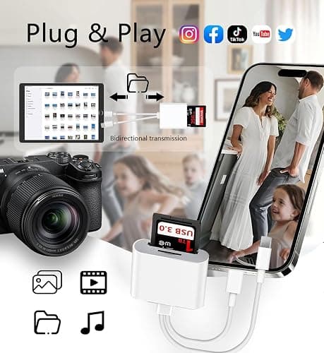 SD Card Reader USB C for iPhone, iPad, SD Card Adapter for Digital Camera, Dual Interface Memory Card Reader, No App Required thumbnail 5