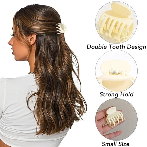 Small Claw Clips for Thin/Medium Thick Hair,12Pcs 1.5 Inch Mini Matte Tiny Jaw Clips for Women Girls 4 Style Nonslip thumbnail 4