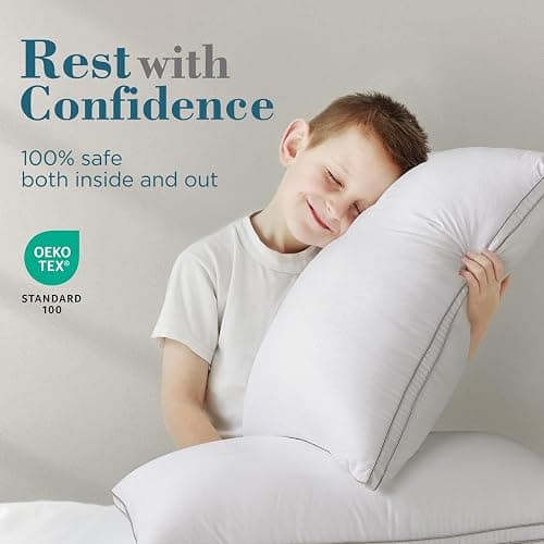 viewstar Pillows Queen Size 2 Pack, Firm Support Gusseted Bedding, White | Down Alternative, Fluffy Plump Fill, Hotel Quality, Oeko-Tex Certified, Machine Washable, for Side Back or Stomach Sleepers thumbnail 6