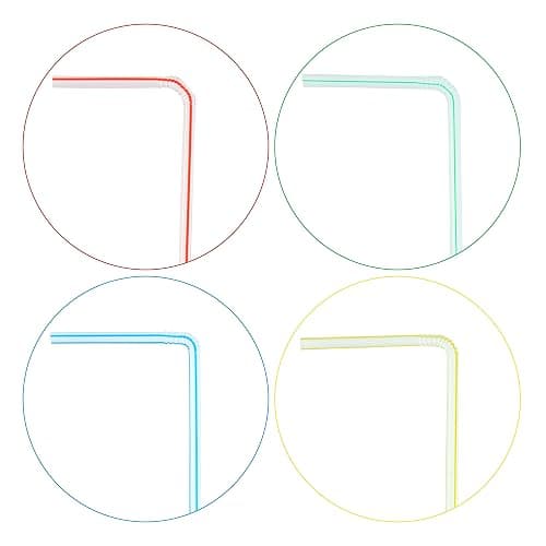 Resinta 500 Pieces Striped Disposable Plastic Straws Multi Colored Flexible Bendable Drinking Straws for Party Supplies 8 inch thumbnail 3
