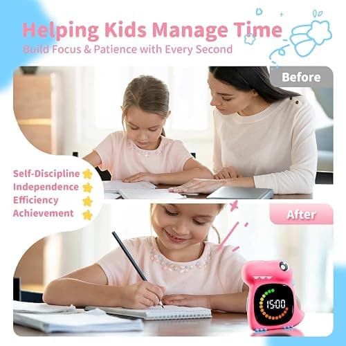 Visual Timer for Kids Toddler Timer Visual Countdown Pink Dinasuor Design Timers for Classroom Home Study Playing thumbnail 2