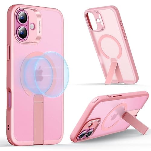 ESR for iPhone 16 Case with Kickstand, Compatible with MagSafe, Magnetic Military-Grade Shockproof Fully Adjustable Flickstand Phone Case, Boost Series, Frosted Pink