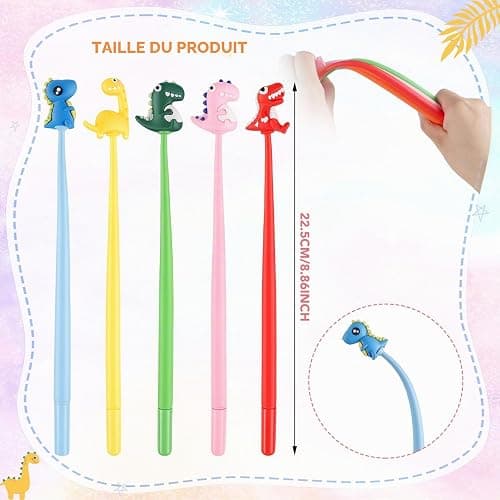 Yoosso Lot de 30 Mini Stylos Gel Dinosaure, Encre Noire, Multicolore | Têtes oscillantes, pointe 0,5 mm, prise silicone antidérapante, idéal cadeaux, pochettes fête, récompenses classe thumbnail 3