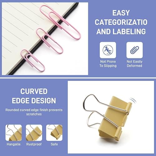 240PCS Colored Assorted Size Paper Clips and Binder Clips, Paperclips Large Medium Small, Binder Clip and Paper Clip Set for Home, School, and Office Supplies in a Container with Compartments thumbnail 4
