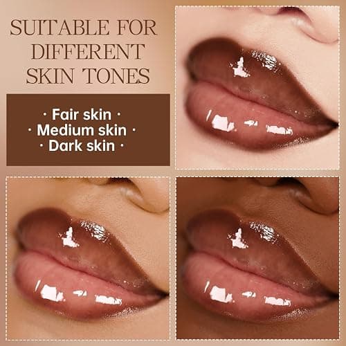 HOSAILY Nourishing Lip Gloss with Brown Lip Liner Lip Combo Set, Moisturizing High Shine Nude Lip Glow Oil Fresh Lightweight Glossy Plumping Lip Gloss for Women Long Wear Mini Liquid Lipstick Makeup#8 thumbnail 6
