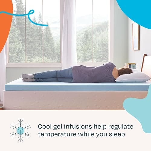 Linenspa 3 Inch Gel Swirl Memory Foam Mattress Topper – Cooling Gel Infused – Pressure Relieving Bed Topper - Mattress Pad – CertiPUR Certified - California King Size thumbnail 3
