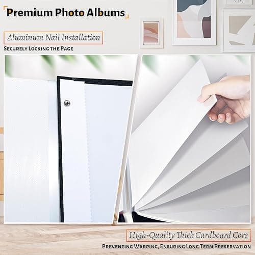 Artfeel Photo Album Self Adhesive Scrapbook,Large Photo Book for 4x6,5x7,8x10 Pictures,DIY Album for Baby Wedding Family Travel Birthday,with Metallic Pen and Scraper thumbnail 4