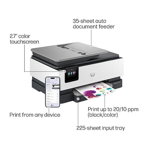 HP OfficeJet Pro 8125e Wireless All-in-One Color Inkjet Printer, Print, scan, Copy, ADF, Duplex Printing Best-for-Home Office, 3 Month Instant Ink Trial Included, AI-Enabled (405T6A) thumbnail 4