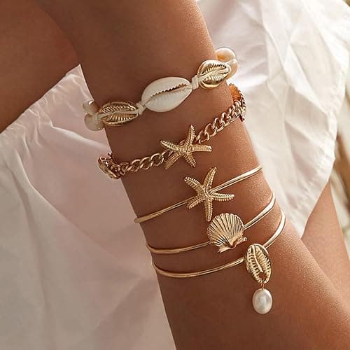 Gold Jewelry Set for Women,18K Gold Plated Jewelry Set with 9 Necklace, 9 Bracelet, 25 Ear Cuffs Earring, 5 Ankle Bracelets ,2 Rings and 3 Belly Button rings for Women Valentine Anniversary Birthday Gifts thumbnail 4