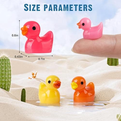 Diinokiy 200 Pcs Mini Resin Duck Colorful Miniature Figures Micro Fairy Garden Landscape Aquarium Hide and Seek Dollhouse Cake Decoration Potted Plants DIY Slime Craft Charms for Party Toys Game Gift thumbnail 3