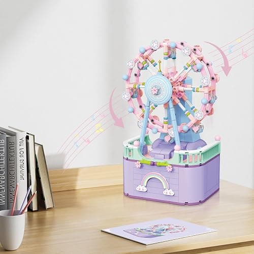 R HOME STORE Music Box Building Toys, Rotating Ferris Wheel DIY Building Block for Girls and Boys 6-12 Years Old, 710 pcs, Valentine for Adults and Aged 8 9 10 11 12 Kids thumbnail 6