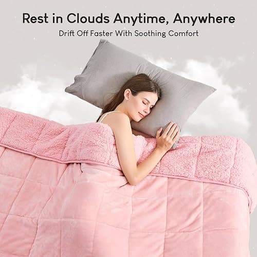 Cottonblue Weighted Blanket Queen Size 15lbs, Sherpa Weighted Blankets for Adults, Fuzzy Soft Flannel Bedding Blanket Throw, Cozy Plush Blanket for Sofa Bed, 60 x 80 inches, Blush Pink thumbnail 9