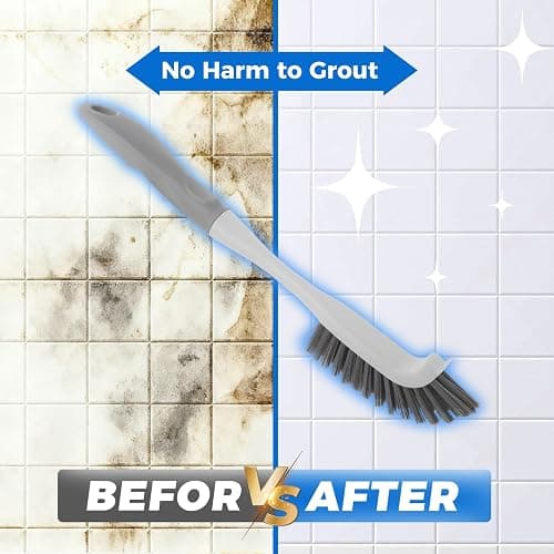 3 Pack Heavy Duty Scrub Brush Set for Household Use, Long Scrub Brush, Handheld Scrub Brush, and Crevice Brush with a Scraper Head for Cleaning Bathroom, Tile, Grout, Tub, Floor, Sink thumbnail 6