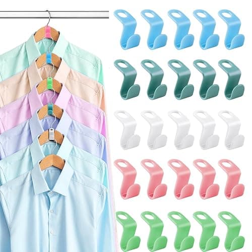 100 PCS Hanger Connector Hooks, Space Saving Hooks and Clips for Plastic Hangers (5 Color) - Color - Image 1