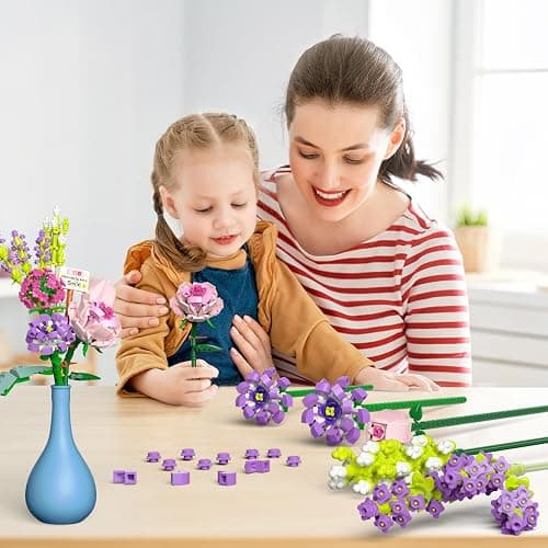 Mini Bricks Flower Bouquet Building Sets, Artificial Flowers, 553 Pieces Botanical Collection for Ages 8-12 yrs Old Girl for Gift (Not Compatible with Set) thumbnail 7