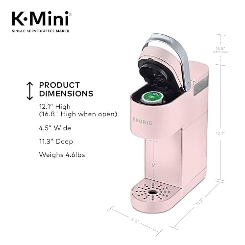 Keurig K-Mini Single Serve K-Cup Pod Coffee Maker, 6 to 12oz Brew size, with Cord Storage, Perfect for Small Spaces, Dusty Rose thumbnail 3