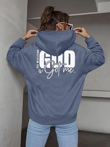 BANGELY Faith Over Fear Hoodie Women Christian Sweatshirt Graphic Christian Religious Sayings Sweater Bible Pullover Tops thumbnail 3