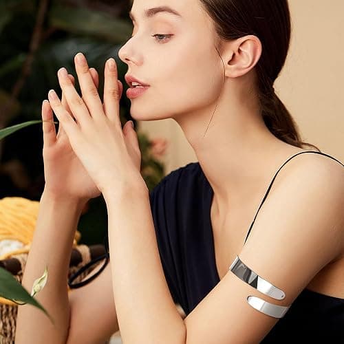 NICEIGHT 3Pcs Arm Cuff for Women Open Upper Arm Cuff Bangle Armlet Gold Silver Adjustable Armband Arm Bracelet Set thumbnail 6