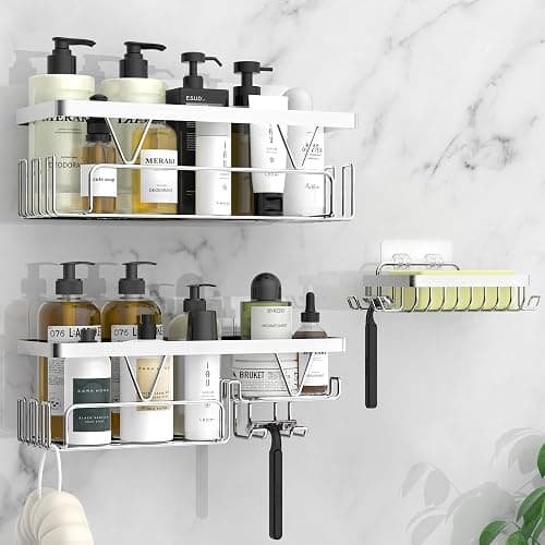 Kegii Shower Shelf without Drilling – Bathroom Storage with Soap Dish, Suitable for Bathrooms and Kitchens - Image 1