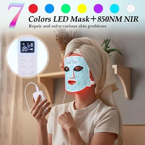 biuufish Red Light Therapy for Face, 7＋1 Colors LED Face Mask Light Therapy with 850NM Near-infrared, Portable Rechargeable Red Light Therapy Mask Skin Care Device at Home and Travel for Anti-Aging thumbnail 3