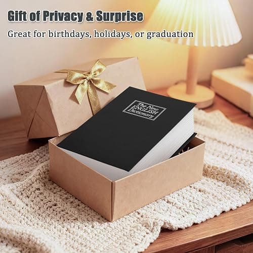 KYODOLED Diversion Book Safe with Combination Lock, Secret Hidden Metal Lock Box,Money Hiding Collection Box,9.5" x 6.2" x 2 .2" Black Large thumbnail 6