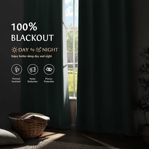 Beauoop 100% Blackout Curtains 84 Inch Long 2 Panels for Bedroom Living Room Seafoam Green Solid Room Darkening Thermal Insulated Soundproof Energy Saving Grommet Top Window Treatment Drapes,52x84 thumbnail 2