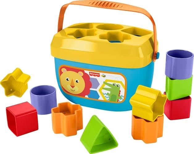 Fisher-Price Baby’s First Blocks & Rock-a-Stack Toy Set, Bucket of 10 Shapes & Ring Stacking Activity for Developmental Play Ages 6+ Months (Amazon Exclusive) thumbnail 3