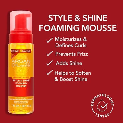 Creme of Nature Argan Oil From Morocco Style & Shine Foaming Mousse, 207 ml - styling mousse thumbnail 2