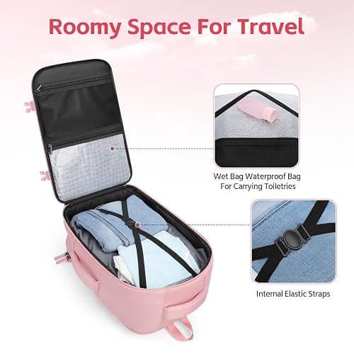 RealCool Travel Backpack for Women Men - Gift for Travelers, Students & Professionals, 15.6 Inch Laptop Carry On Backpack, TSA Flight Approved, College School Business Weekender Daypack -Pink thumbnail 4