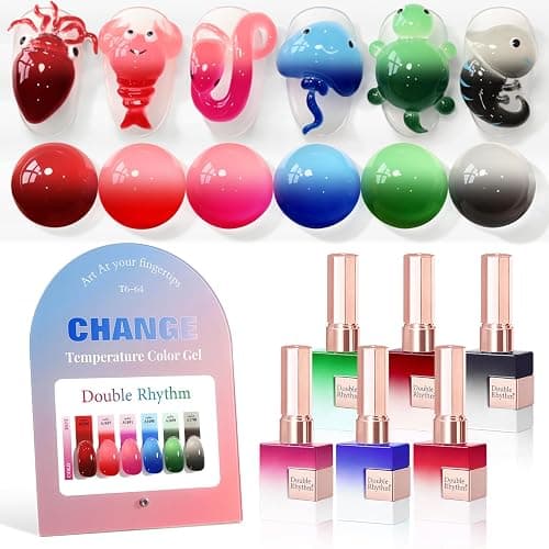 Double Rhythm 6 Pcs 15 ML Gel Polish Set Same Color Same Bottle Soak Off Gel Polish Kit Nail Art Manicure Salon DIY at Home for Women (Burgundy Blue Green Pink Purple -T6-64) - Image 1