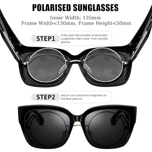 KANASTAL Fit Over Glasses Sunglasses for Women Men, Wrap Around Big Square Polarized Oversize with UV400 Protection thumbnail 5