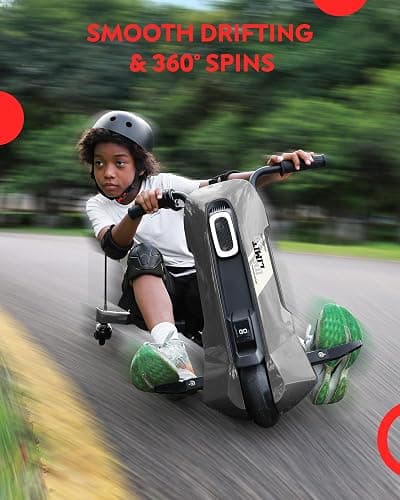 Electric Go Kart for Kids Ages 6-12 - 12V Drifting Go Cart Shift - 360° Spin, Twist Grip, Stepless Speed, Max 5 MPH, 3 Adjustable Seat, Music, Drift Kart for Riders up to 132 lbs, Black thumbnail 5