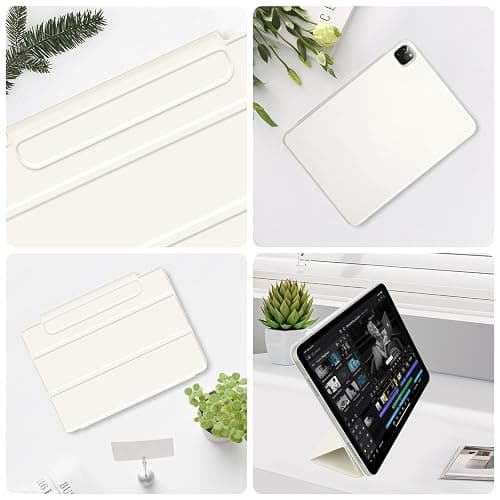 Dwopar for iPad Pro 11 inch M5/M4 Case (6th/5th Generation, 2025/2024), Auto Sleep/Wake and Magnetic Closure, Slim Trifold Stand Case, PU Leather Cover,Support Apple Pencil Pro, White thumbnail 8