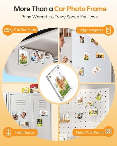 2Pcs Car Picture Holder for Sun Visor – Magnetic 2.36"x3.5" Car Visor Photo Clip, Horizontal & Vertical Photo Display, Wallet-Size Clear Acrylic Car Picture Frame Perfect for Polaroid Go and Instax Mini thumbnail 6