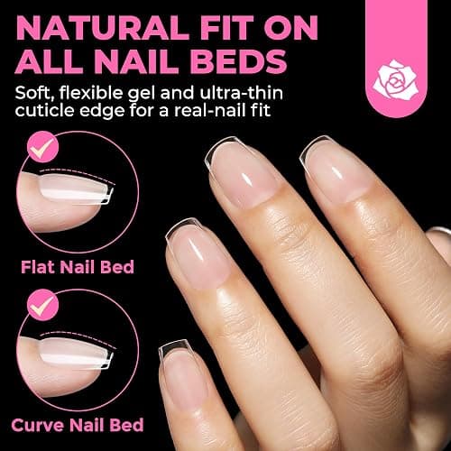 UNA GELLA Extra Short Coffin Nails Tips: 504pcs Pre-etched XS Short Nails, 12 Sizes Clear Coffin Press on Nails Full Cover Gel Tips Acrylic False Fake Nails Extension DIY Salon thumbnail 3