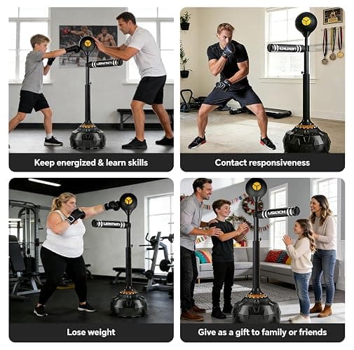 Freestanding Reflex Bag,360° Punching Bag Spinning Bar with Stand,Height Adjustable for Boxing Speed Trainer- for Adults & Teenagers. thumbnail 6