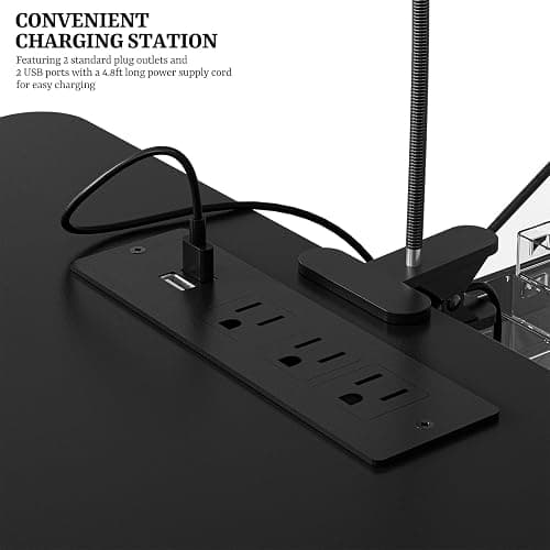 Paddie Manicure Table Nail Desk with LED Lamp & Light, Glass Cabinet Door Nail Table Station w/Dust Collector, Charging Station, Removable Acrylic Container, Cabinet and Drawer(Black-New) thumbnail 7