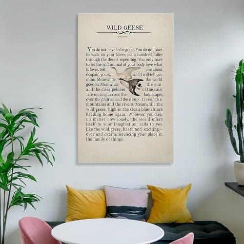 GLKJHAJ Wild Geese By Mary Oliver Poetry Poster Motivational Poem Poster Canvas Wall Art Poster For Room Aesthetic And Decor Pictures For Living Room Bedroom Decor 08x12inch(20x30cm) thumbnail 6