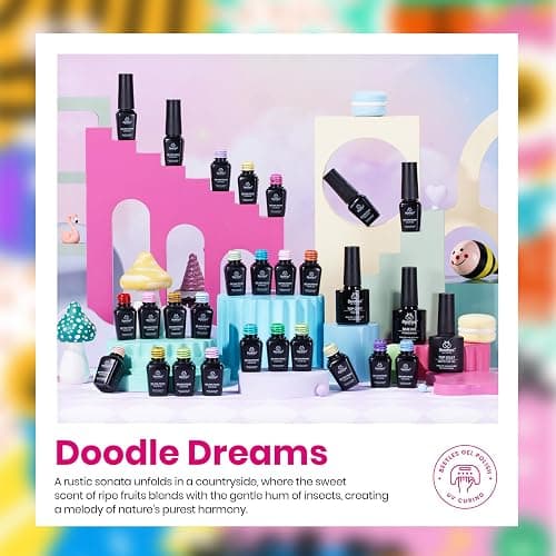 Beetles Summer Gel Polish Set - Doodle Dreams Collection, 25 Summer Colors Neon Rainbow Bright Gel Polish Green Blue Purple Pink Nails with Base Glossy Matte Top Coat UV LED Soak Of Gifts for Women thumbnail 5