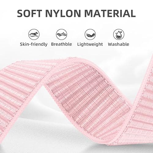 WJK 2 Pack Band Compatible with Apple Watch Bands for Women 40mm 41mm 38mm 42mm 44mm 45mm 46mm 49mm, Pink Soft Nylon Stretchy Loop Sport Strap for iWatch SE 2 3 Series 11 10 9 8 7 6 5 4 3 2 1 thumbnail 2