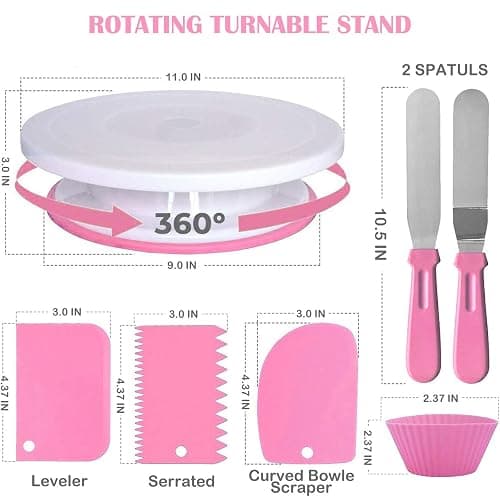 Cake Decorating Supplies Kit 464 Pcs with Non-Slip Cake Turntable and Springform Cake Pans，Icing Piping Tips Set，Chocolate Mould & Muffin Cups，Baking Supplies for Beginners and Cake Lovers thumbnail 2