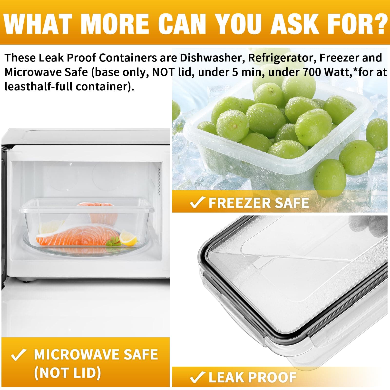 Feshory 22 Pack Airtight Food Storage Container Set, Fridge Organiser Ideal for Kitchen Organisation - Meal Prep Containers & Lunch Box with Leak Proof Lids thumbnail 5