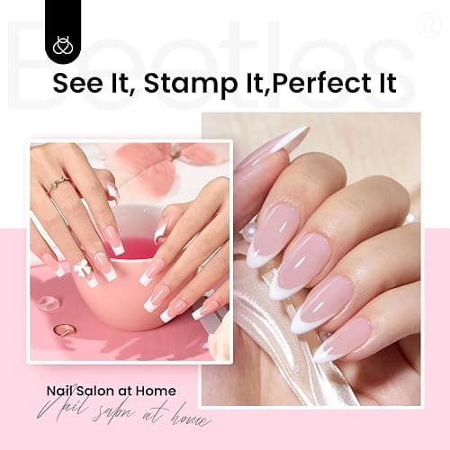 Beetles Nail Stamp 3Pcs Silicone French Tip Nail Stamp Kit with Replacement Nail Stamper Heads and Scrapers Soft Silicone Nail Printing Tool for Home Manicure Diy Nail Art Salon Gifts for Girls thumbnail 8
