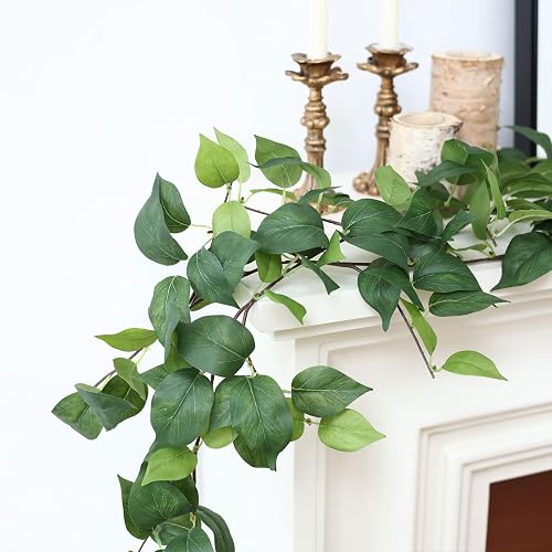 Mizii 2 Strands Artificial Scindaps Vines Garland 73" Fake Vine with Silk Green Leaves Faux Evergreen Hanging Plants Greenery Decoration for Party Wedding Bedroom Home Wall Room Decor (Scindapsus) thumbnail 6