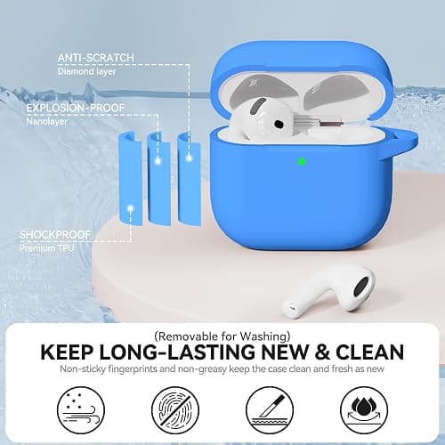 for AirPods 4 Case, TNSNK Silicone AirPod 4 Case Cover Compatible with Apple Airpods 4th Gen, Shockproof Protective Cases for Women Girly with Cleaner Kit and Keychain, Front LED Visible thumbnail 3