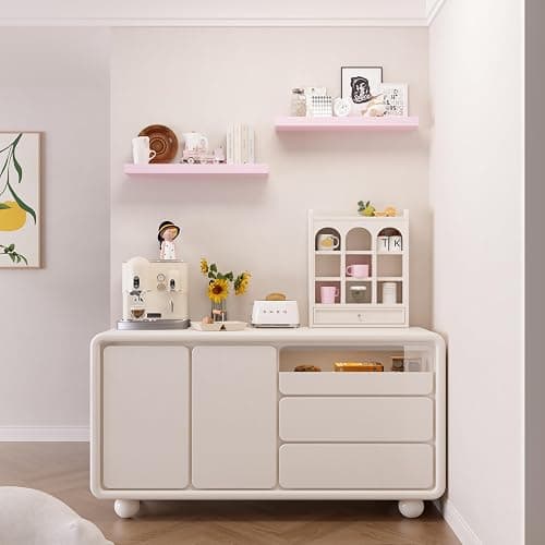 PopiShelves Pink Floating Shelves for Wall - 17 Inch Natural Wood Shelves for Bathroom, Bedroom, Kitchen Decor, Farmhouse Decor Set of 2 thumbnail 2