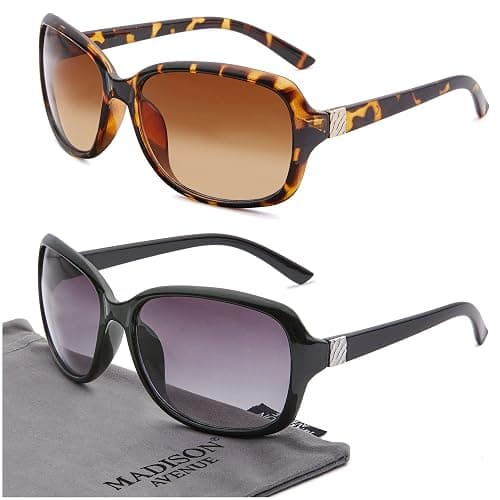Madison Avenue 2 Pack Classic Vintage Sunglasses for Women, Fashion Sun Glasses with UV400 Protection - Image 1