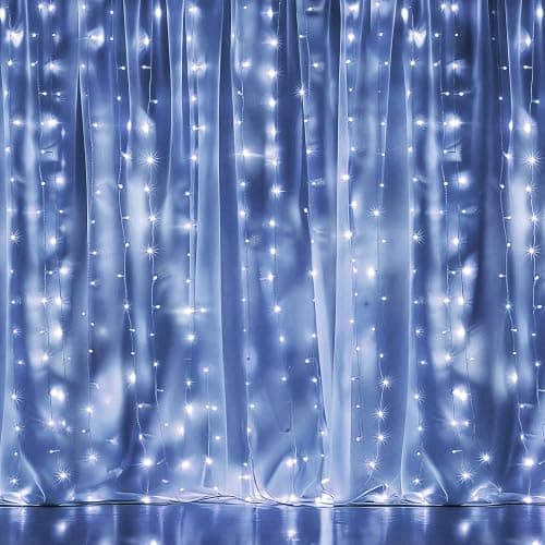 Dazzle Bright 300 LED Curtain String Lights, Christmas Fairy Lights for Bedroom with 8 Lighting Modes, Connectable Waterproof Window Lights Party Wedding Garden Wall Decor, White thumbnail 2