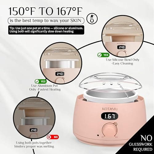 KOTAMU Wax Kit Pink Digital Hair Removal Waxing Kit for Women & Men Hot Wax Warmer Pot for Face, Eyebrow, Body, Brazilian, Bikini, Sensitive Skin Waxing Machine with 25 Accessories for Home Salon thumbnail 2