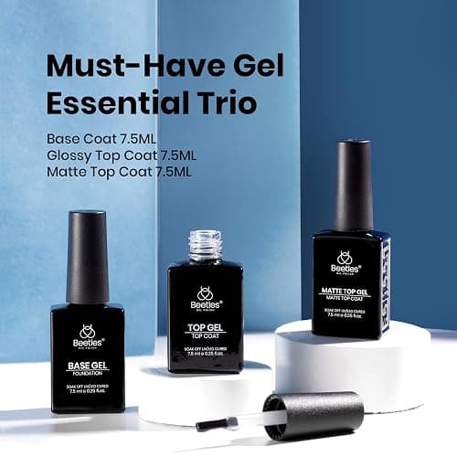 Beetles Gel Top Coat, Matte Top and Base Coat Set, 3 Pcs 10ml Glossy Matte No Wipe Long Lasting Basic Combination Soak Off LED Nail Lamp Art DIY Design Gifts for Women thumbnail 2